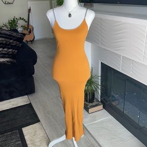 Chain strap mustard yellow dress